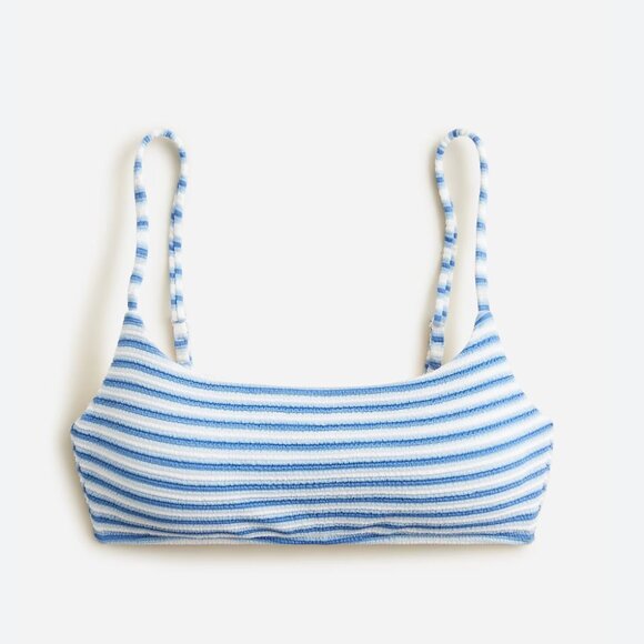 J. Crew Textured Scoop Neck Bikini Top Stripe‎ Blue NWT XXL Swim - Picture 1 of 4